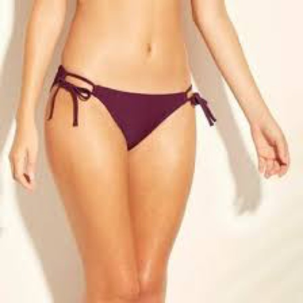 Maroon Tie String Bikini bottoms